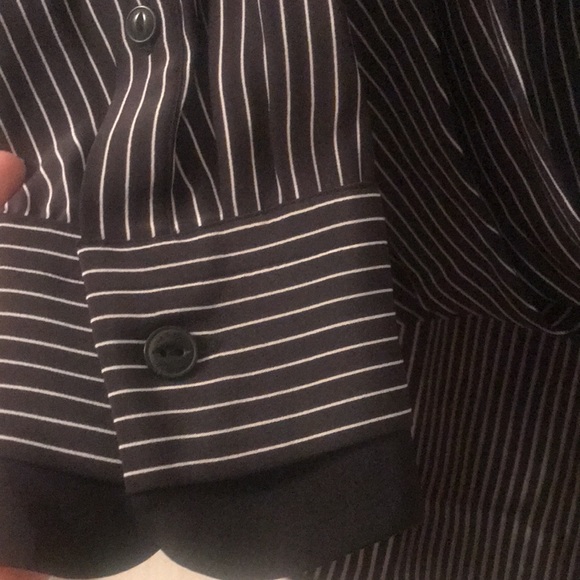 rag & bone Tops - ⭐️ rag & bone - Victor Silk Wrap Blouse in Black w/ White Pinstripes - XXS/TTP